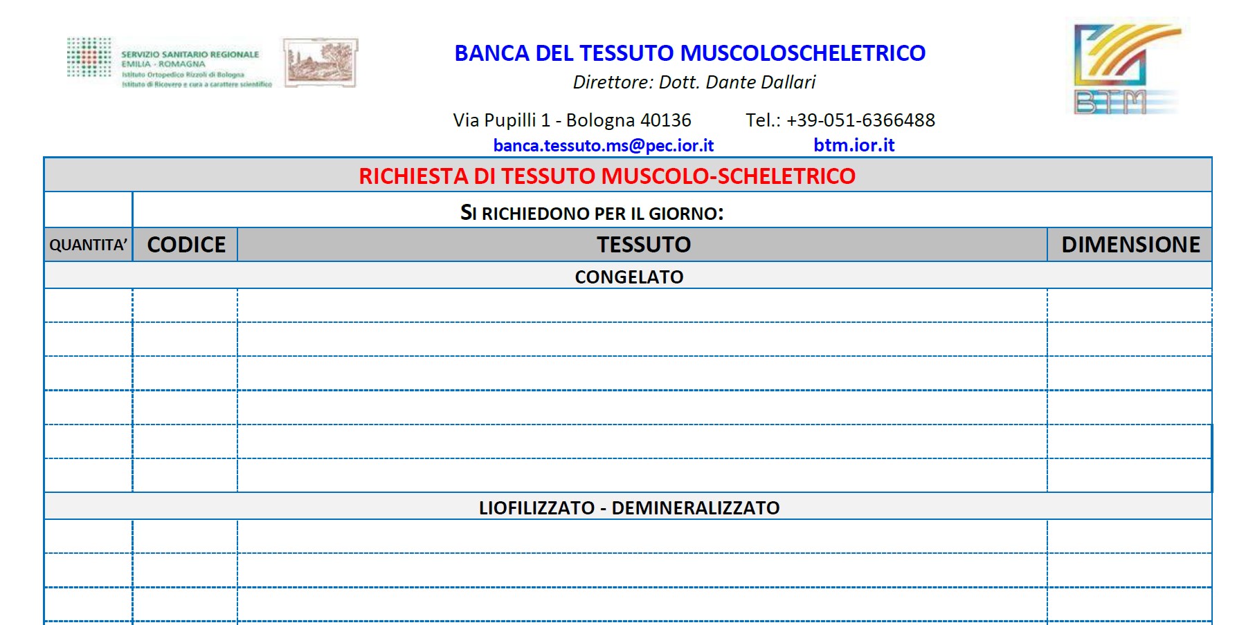 Modulo richiesta